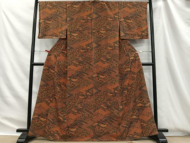 平和屋着物■上質な小紋　菱花文　正絹　逸品　CABH3475ua