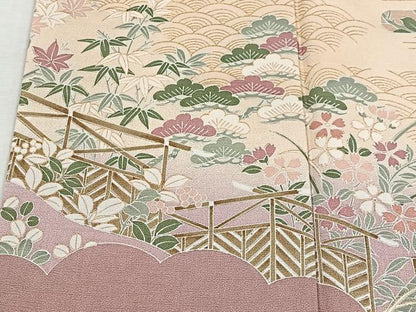 平和屋着物■訪問着　風景花文　暈し染め　正絹　逸品　CABH3477ua