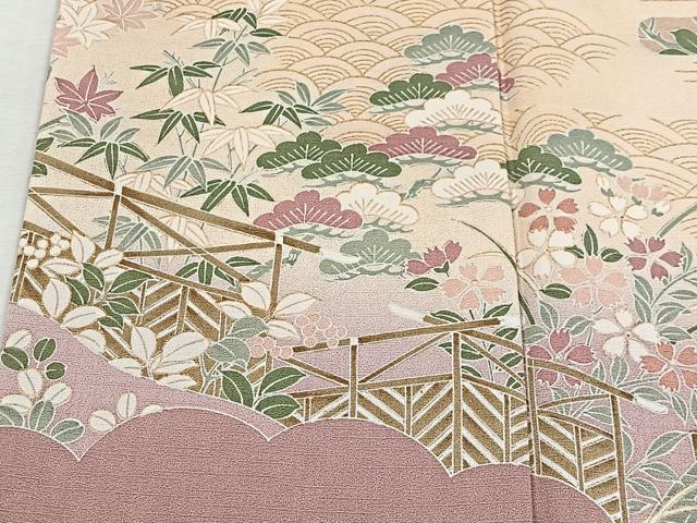 平和屋着物■訪問着　風景花文　暈し染め　正絹　逸品　CABH3477ua