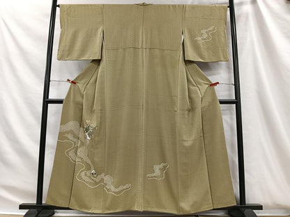 平和屋着物■訪問着　刺繍　絞り　扇面花文　正絹　逸品　CABH3478ua
