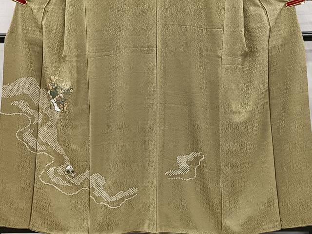 平和屋着物■訪問着　刺繍　絞り　扇面花文　正絹　逸品　CABH3478ua