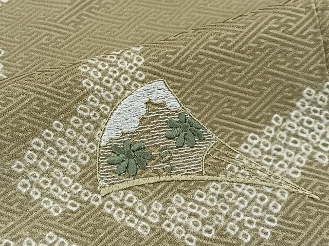平和屋着物■訪問着　刺繍　絞り　扇面花文　正絹　逸品　CABH3478ua
