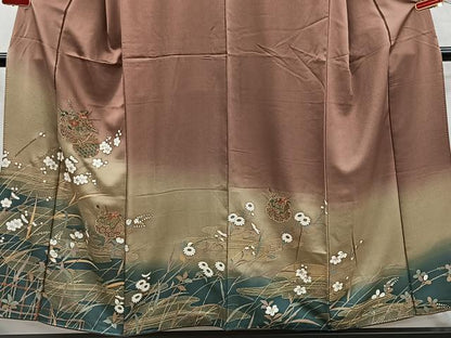 平和屋着物■中国三大刺繍　スワトウ刺繍　訪問着　雪輪枝花文　暈し染め　金彩　正絹　逸品　CABH3480ua