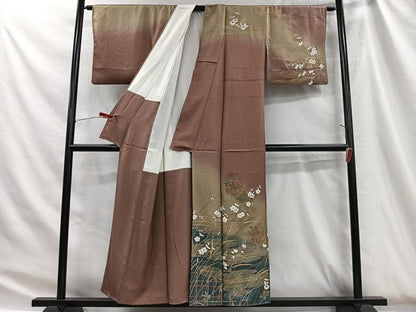 平和屋着物■中国三大刺繍　スワトウ刺繍　訪問着　雪輪枝花文　暈し染め　金彩　正絹　逸品　CABH3480ua