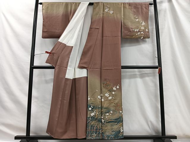 平和屋着物■中国三大刺繍　スワトウ刺繍　訪問着　雪輪枝花文　暈し染め　金彩　正絹　逸品　CABH3480ua