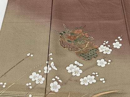 平和屋着物■中国三大刺繍　スワトウ刺繍　訪問着　雪輪枝花文　暈し染め　金彩　正絹　逸品　CABH3480ua