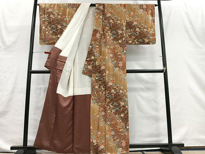 平和屋着物■上質な小紋　草花文　暈し染め　金彩　正絹　逸品　未使用　CABH3538ua
