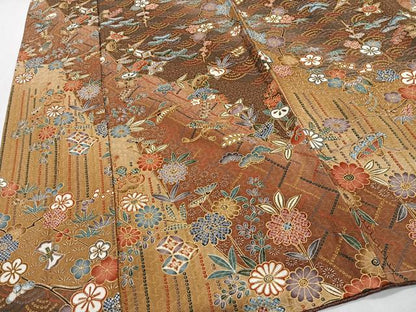 平和屋着物■上質な小紋　草花文　暈し染め　金彩　正絹　逸品　未使用　CABH3538ua