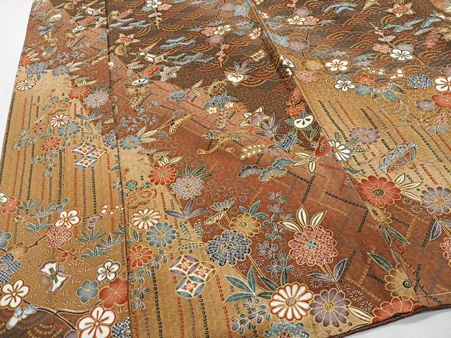 平和屋着物■上質な小紋　草花文　暈し染め　金彩　正絹　逸品　未使用　CABH3538ua