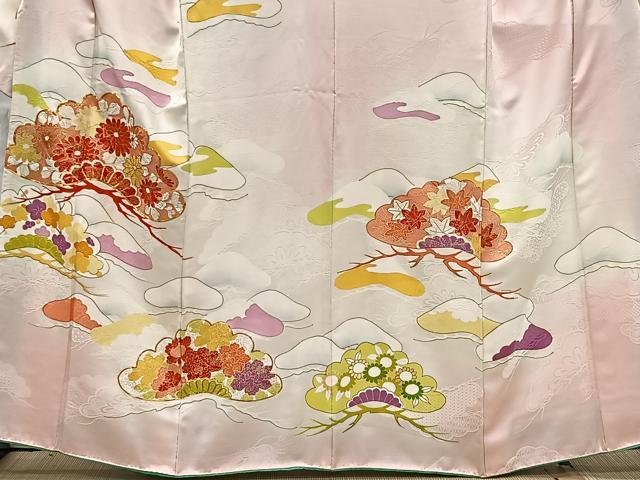 平和屋着物■豪華振袖　駒刺繍　草花松文　暈し染め　金彩　正絹　逸品　CABH3544ua