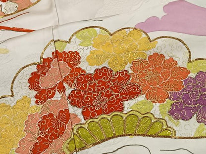 平和屋着物■豪華振袖　駒刺繍　草花松文　暈し染め　金彩　正絹　逸品　CABH3544ua