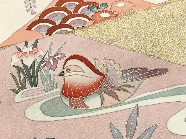 平和屋着物■豪華振袖　御所車草花文　金彩　正絹　逸品　CABH3545ua