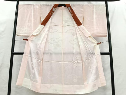 平和屋着物■長襦袢　無双仕立て　雲取り草花地紋　半衿刺繍　正絹　逸品　CABH3546ua