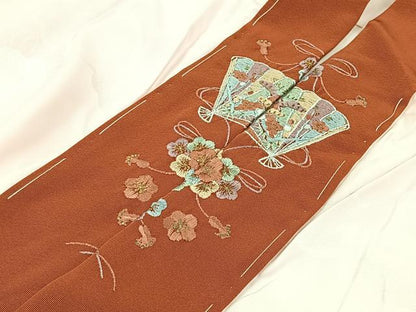平和屋着物■長襦袢　無双仕立て　雲取り草花地紋　半衿刺繍　正絹　逸品　CABH3546ua