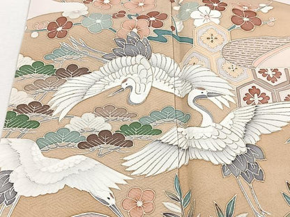 平和屋着物■豪華色留袖　作家物　飛鶴松竹梅　金彩　正絹　逸品　CABH3551ua