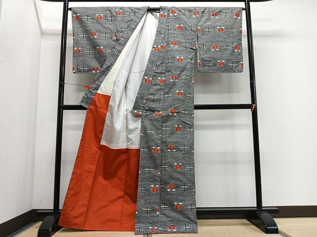 平和屋着物■上質な紬　絣文様　正絹　逸品　未使用　CABH3558ua