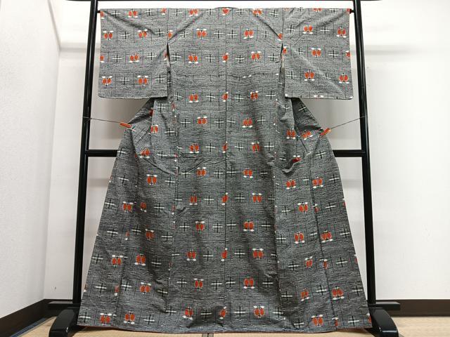 平和屋着物■上質な紬　絣文様　正絹　逸品　未使用　CABH3558ua