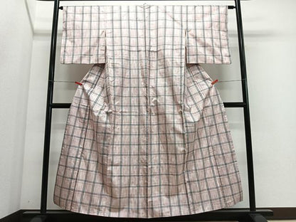 平和屋着物■本場縞大島紬　格子柄　正絹　逸品　CABH3559ua