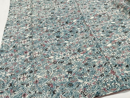 平和屋着物■上質な小紋　型染め　松皮菱草花文　正絹　逸品　CABH3566ua