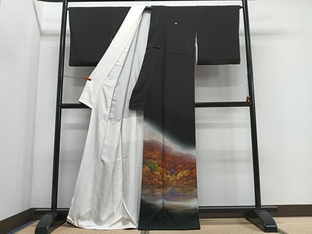平和屋着物■豪華黒留袖　作家物　嵯峨　樹林風景文　暈し染め　金彩　正絹　逸品　CABH3567ua