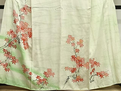 平和屋着物■上質な小紋　手描き　流水楓文　暈し染め　正絹　逸品　CABH3576ua