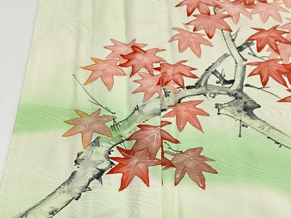 平和屋着物■上質な小紋　手描き　流水楓文　暈し染め　正絹　逸品　CABH3576ua