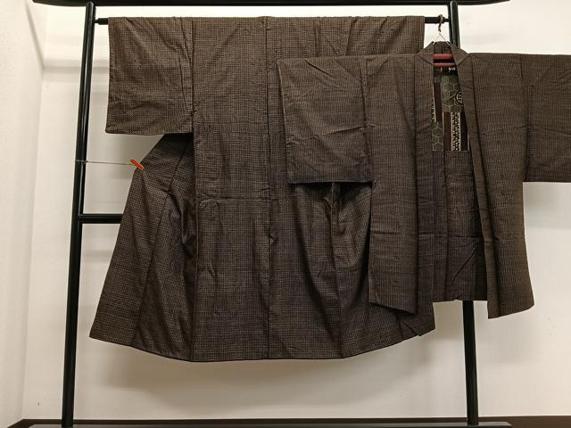 平和屋着物■男性　紬　アンサンブル　絣文様　正絹　逸品　CABH3591ua