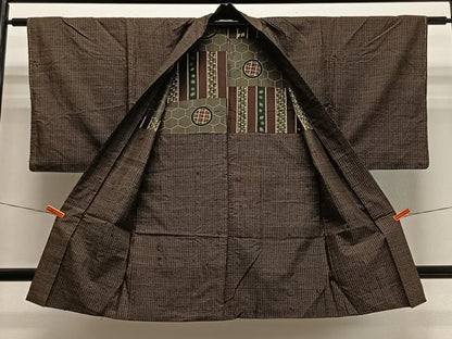 平和屋着物■男性　紬　アンサンブル　絣文様　正絹　逸品　CABH3591ua