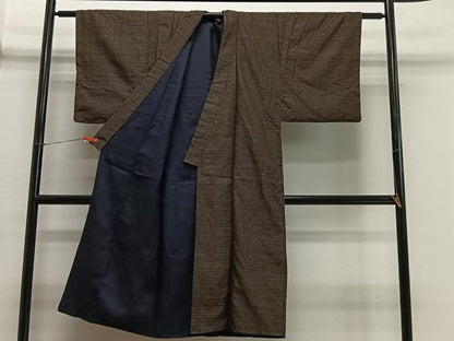 平和屋着物■男性　紬　アンサンブル　絣文様　正絹　逸品　CABH3591ua