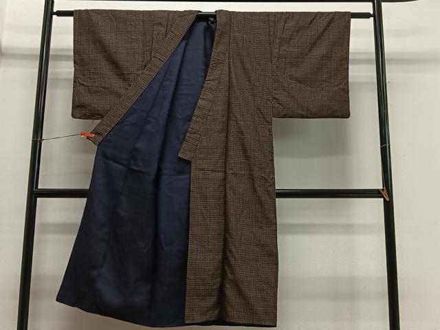 平和屋着物■男性　紬　アンサンブル　絣文様　正絹　逸品　CABH3591ua