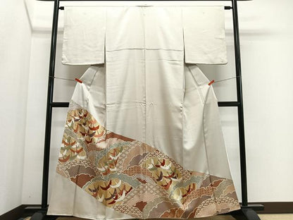平和屋着物■豪華色留袖　刺繍　雪輪重ね飛鶴文　金彩　正絹　逸品　CABH3595ua