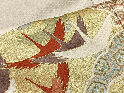 平和屋着物■豪華色留袖　刺繍　雪輪重ね飛鶴文　金彩　正絹　逸品　CABH3595ua