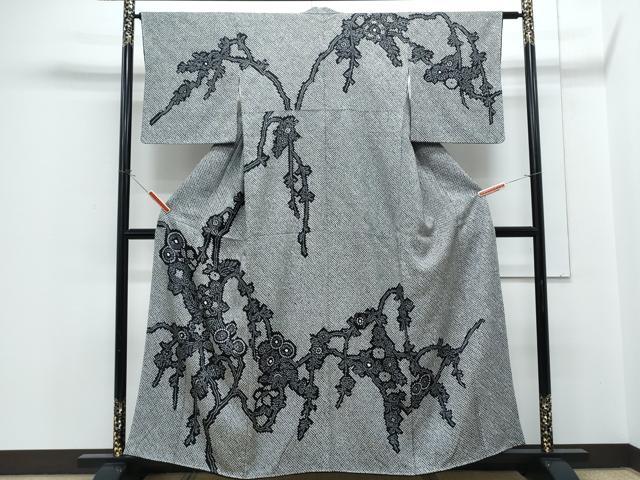 平和屋着物●訪問着　総絞り　草花文　黒地　ますいわ屋扱い　正絹　逸品　CABH3601th