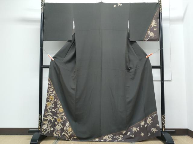 平和屋着物●訪問着　更紗花文　金彩　正絹　逸品　CABH3602th