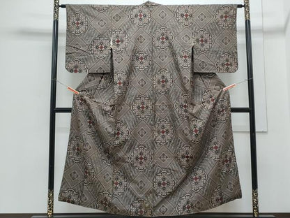 平和屋着物●本場大島紬　龍郷絣　吉祥花文　正絹　逸品　CABH3604th