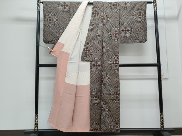 平和屋着物●本場大島紬　龍郷絣　吉祥花文　正絹　逸品　CABH3604th