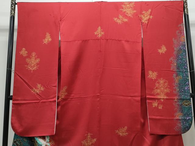 平和屋着物●豪華振袖　花蝶文　暈し染め　金彩　正絹　逸品　CABH3607th