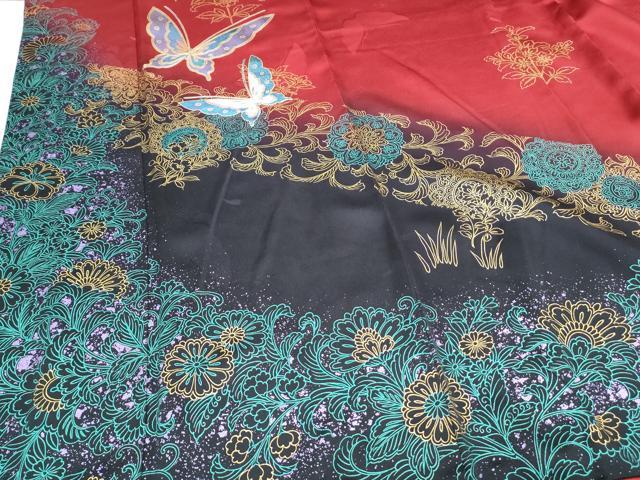 平和屋着物●豪華振袖　花蝶文　暈し染め　金彩　正絹　逸品　CABH3607th