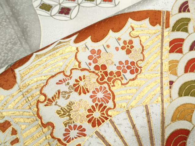 平和屋着物●訪問着　扇面道長花文　金彩　正絹　逸品　CABH3609th