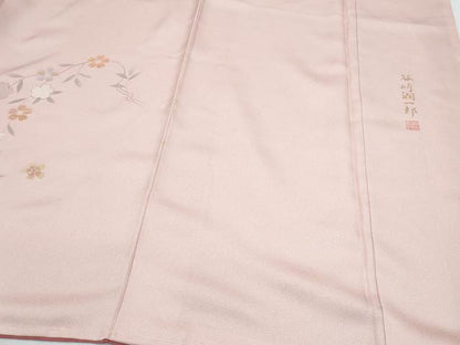 平和屋着物●谷崎潤一郎の世界　訪問着　駒刺繍　花籠文　暈し染め　金彩　反端付き　正絹　逸品　CABH3612th