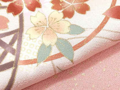 平和屋着物●谷崎潤一郎の世界　訪問着　駒刺繍　花籠文　暈し染め　金彩　反端付き　正絹　逸品　CABH3612th