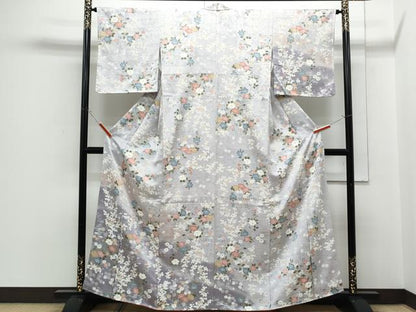 平和屋着物●訪問着　草花文　暈し染め　正絹　逸品　CABH3613th