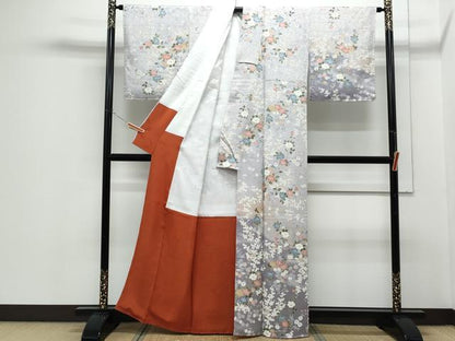 平和屋着物●訪問着　草花文　暈し染め　正絹　逸品　CABH3613th
