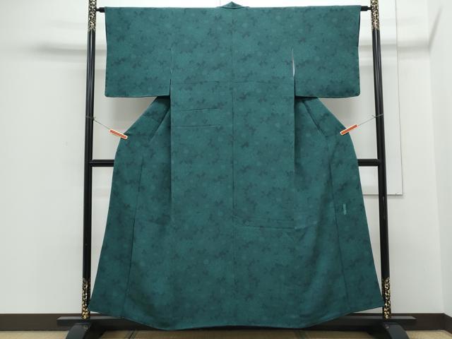 平和屋着物●重要無形文化財　人間国宝　中村勇二郎　江戸小紋　草花文　鬼しぼ縮緬　正絹　逸品　CABH3617th