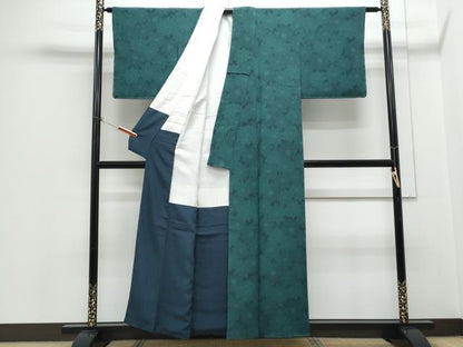 平和屋着物●重要無形文化財　人間国宝　中村勇二郎　江戸小紋　草花文　鬼しぼ縮緬　正絹　逸品　CABH3617th