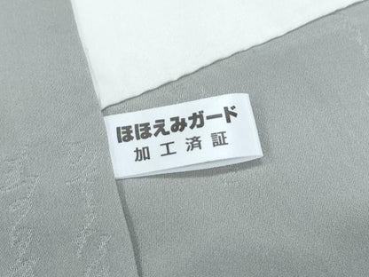 平和屋着物●訪問着　うさぎ　草花文　銀通し地　正絹　逸品　CABH3624th