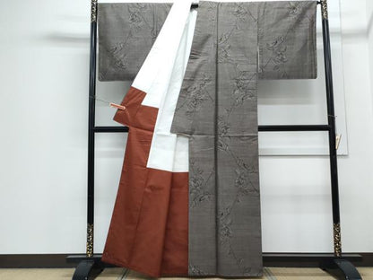 平和屋着物●本場大島紬　9マルキ　草花文　正絹　逸品　未使用　CABH3630th