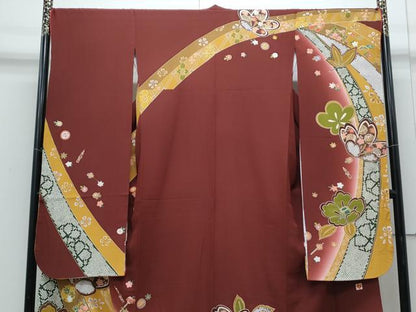 平和屋着物●女優・後藤久美子ブランド　豪華振袖　舞花文　暈し染め　金彩　鬼しぼ縮緬　正絹　逸品　CABH3632th