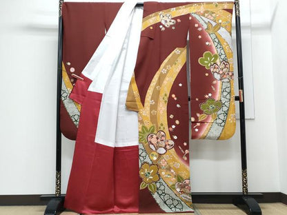 平和屋着物●女優・後藤久美子ブランド　豪華振袖　舞花文　暈し染め　金彩　鬼しぼ縮緬　正絹　逸品　CABH3632th