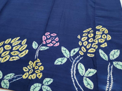 平和屋着物●訪問着　紬地　絞り　草花文　正絹　逸品　CABH3634th